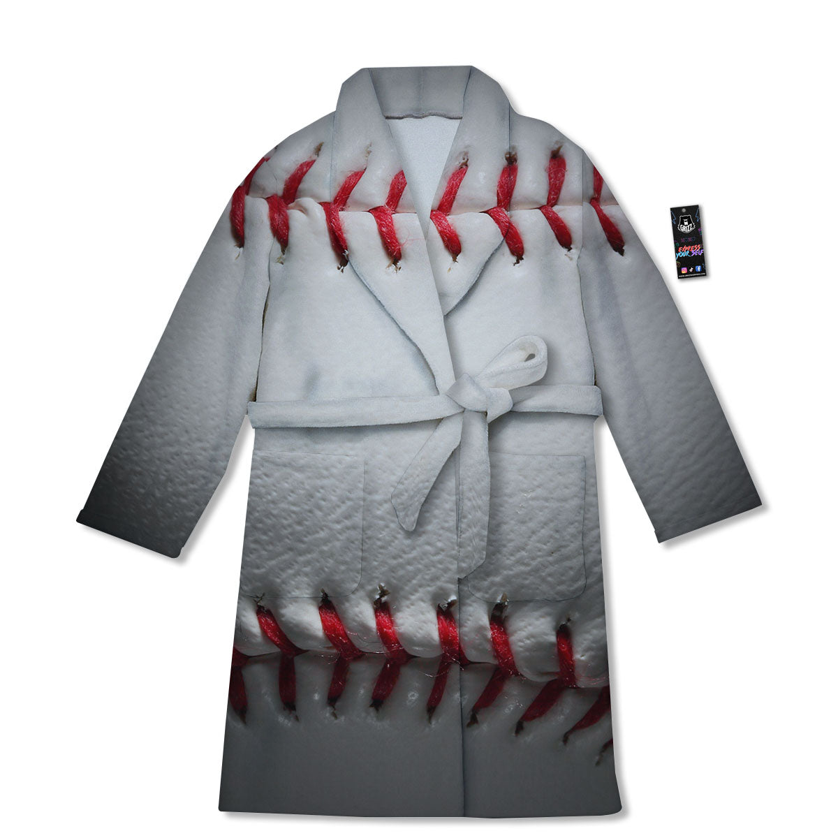Baseballs Texture Print Bathrobe-grizzshop