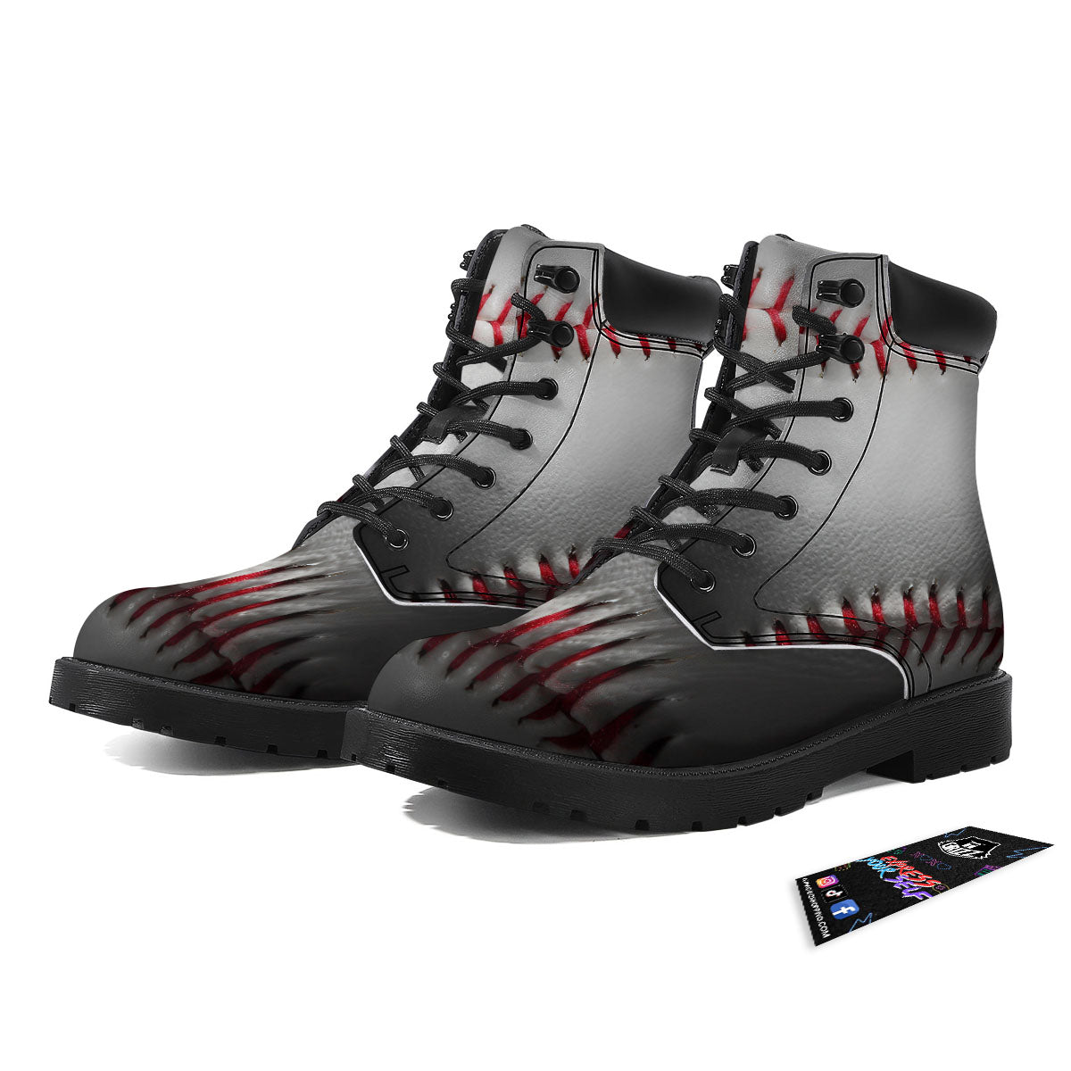Baseballs Texture Print Boots-grizzshop