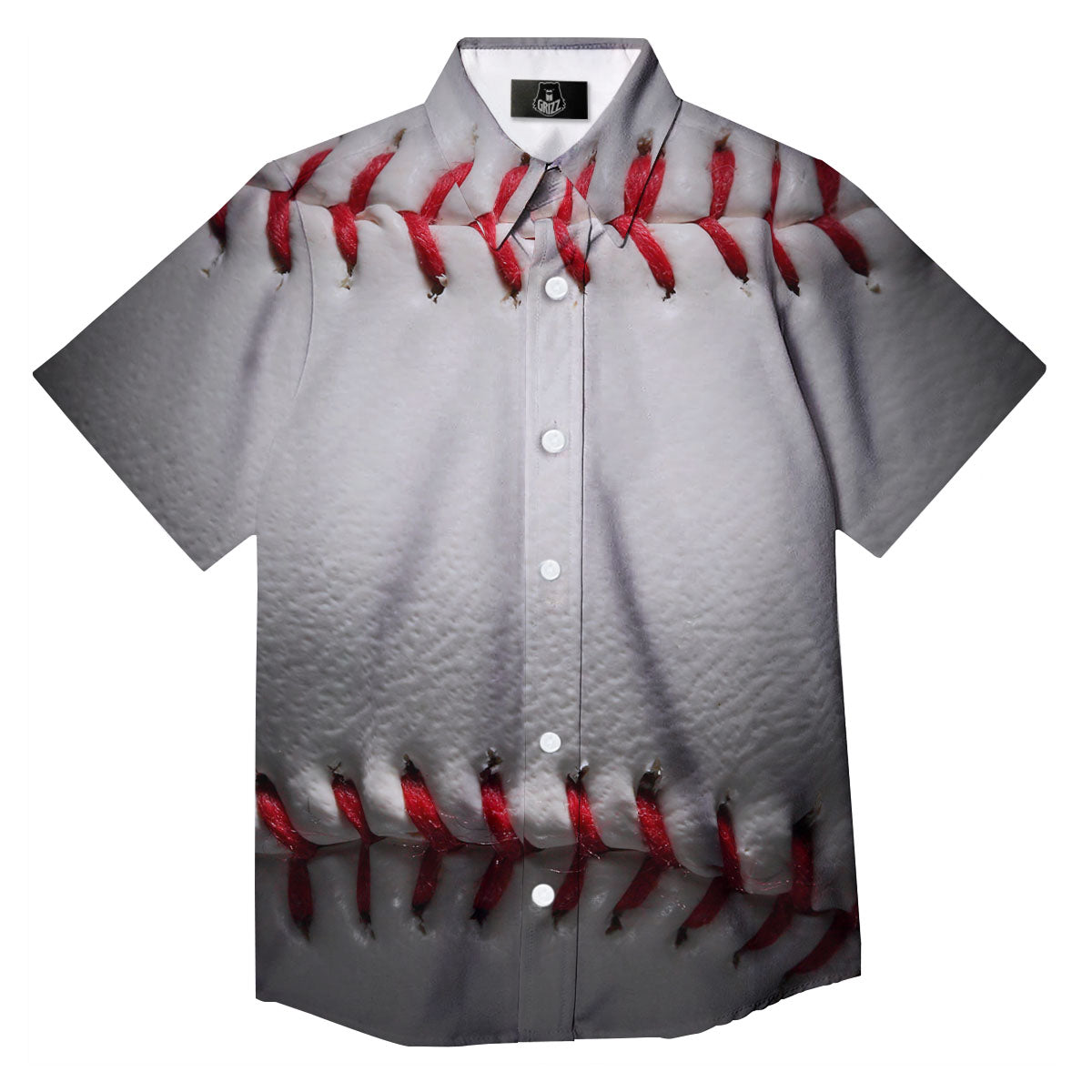 Baseballs Texture Print Button Up Shirt-grizzshop