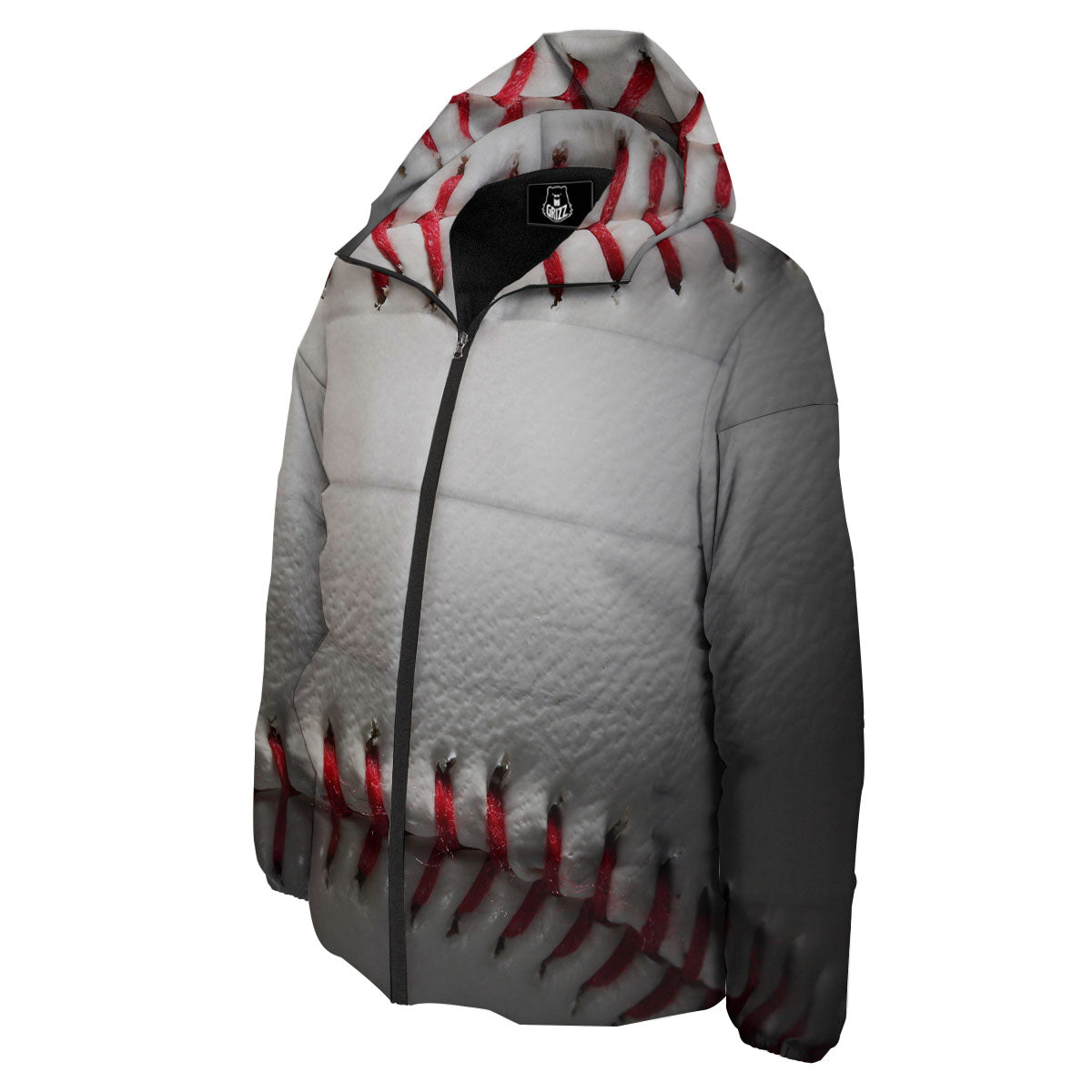 Baseballs Texture Print Down Jacket-grizzshop