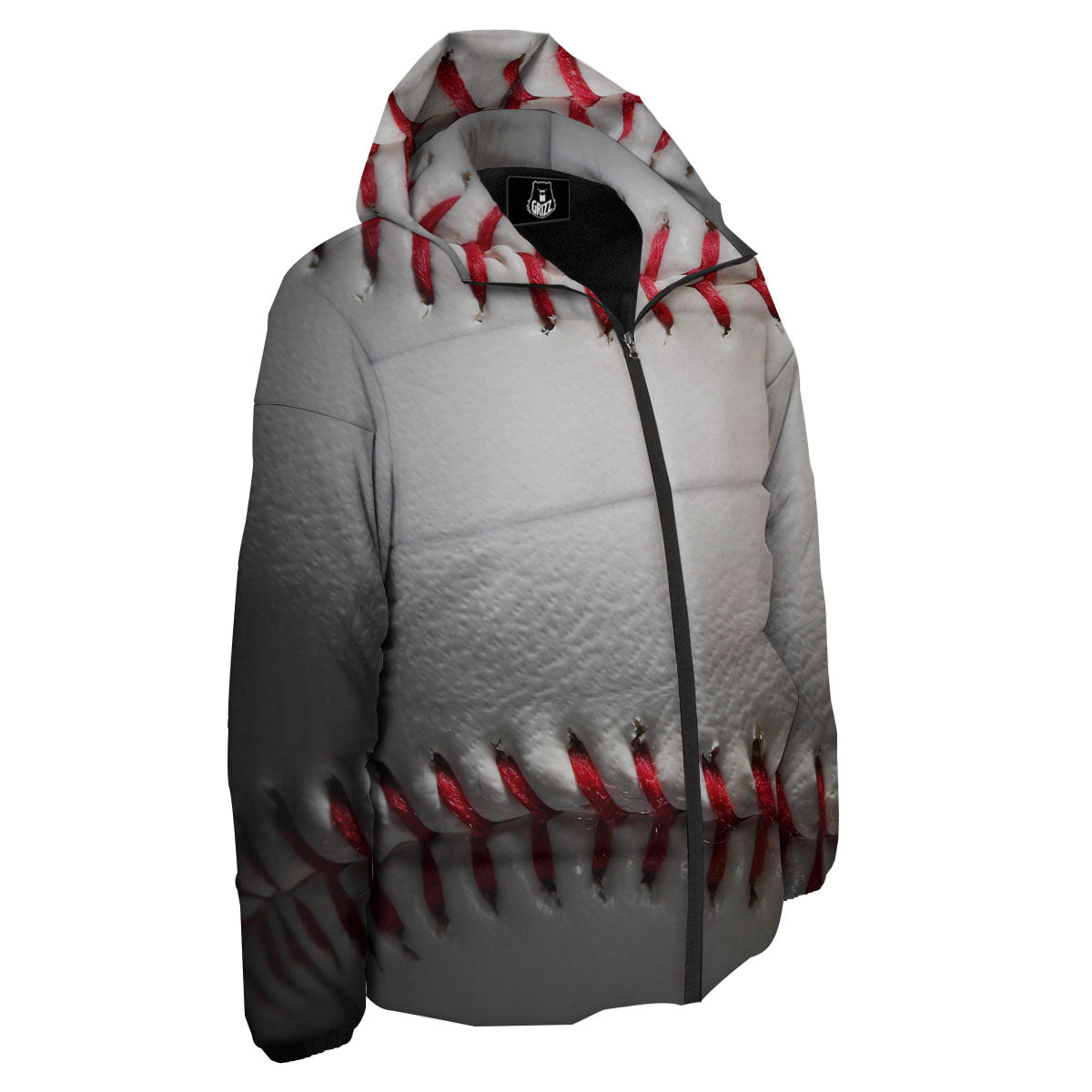 Baseballs Texture Print Down Jacket-grizzshop