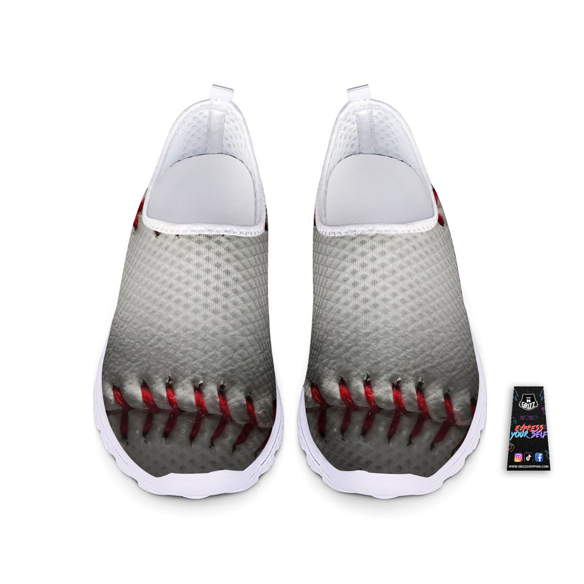 Baseballs Texture Print Nurse Shoes-grizzshop