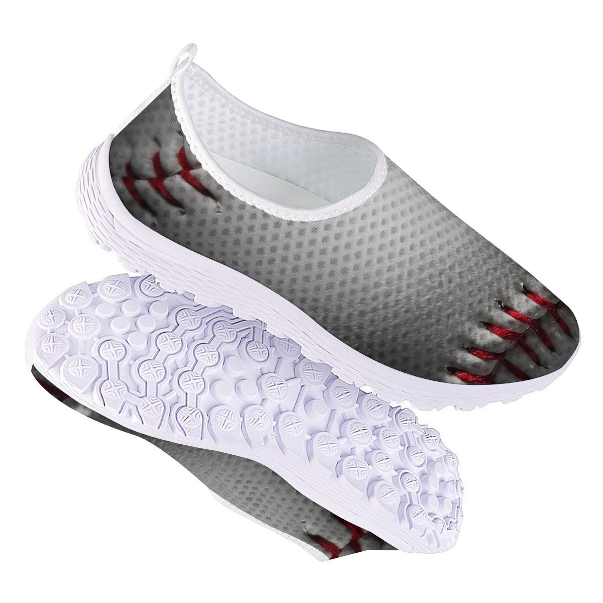 Baseballs Texture Print Nurse Shoes-grizzshop