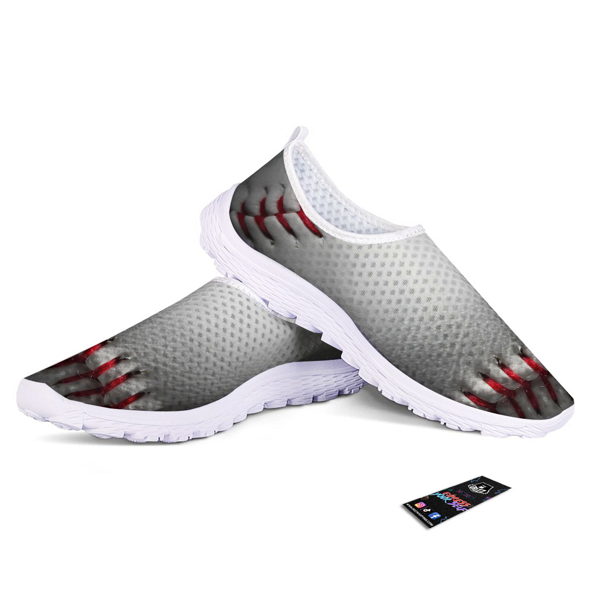 Baseballs Texture Print Nurse Shoes-grizzshop