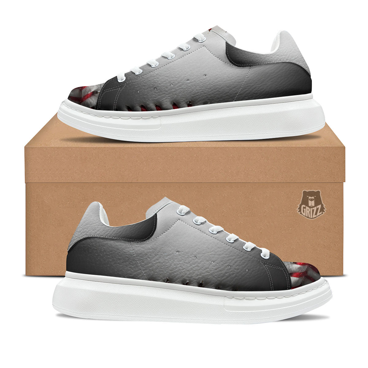 Baseballs Texture Print Platform Shoes-grizzshop