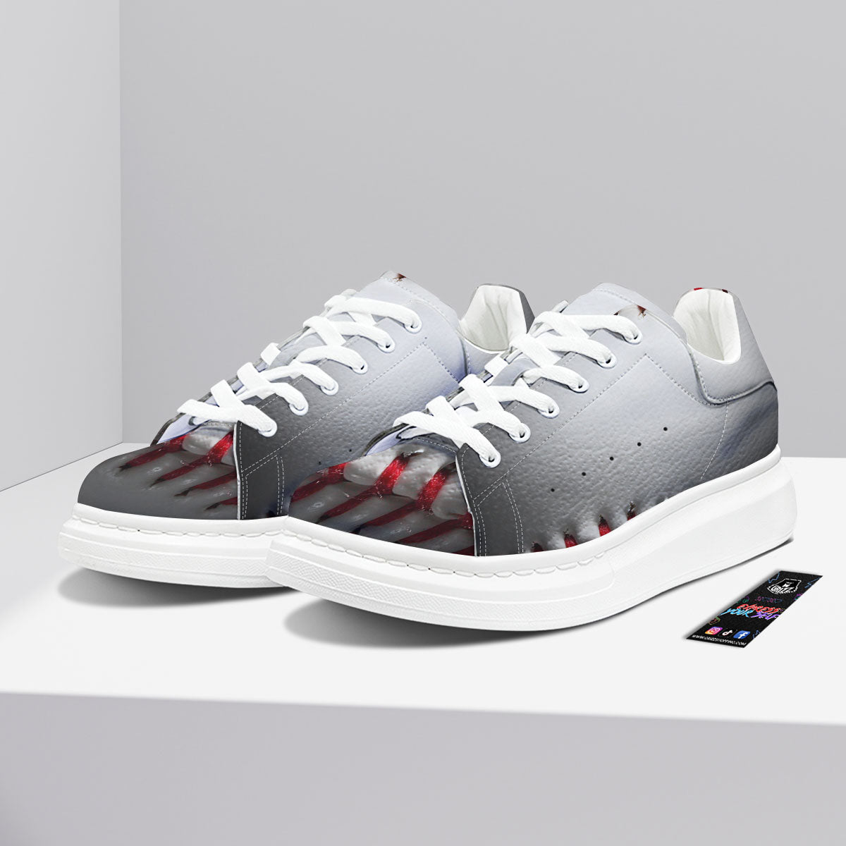 Baseballs Texture Print Platform Shoes-grizzshop