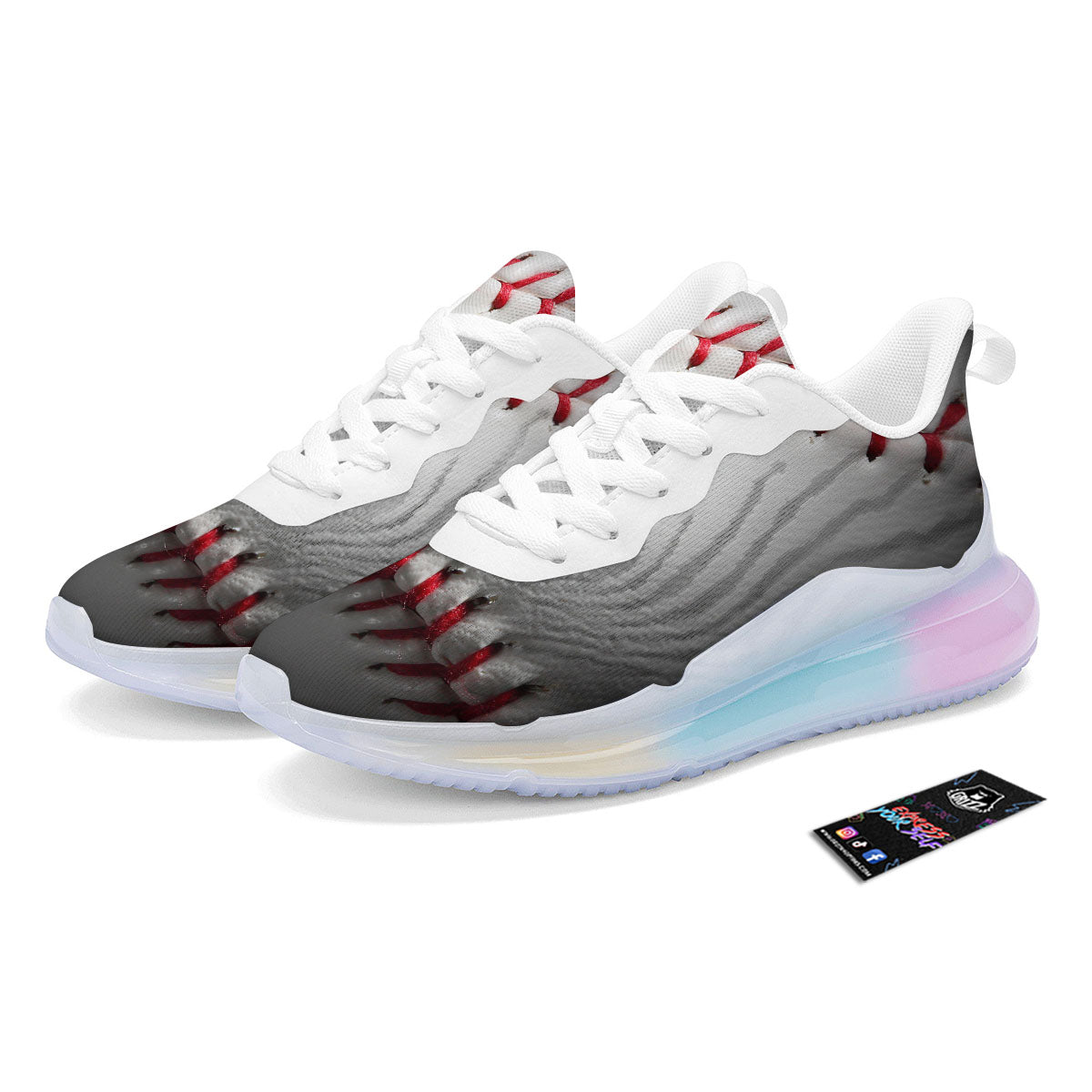Baseballs Texture Print Running Sneakers-grizzshop