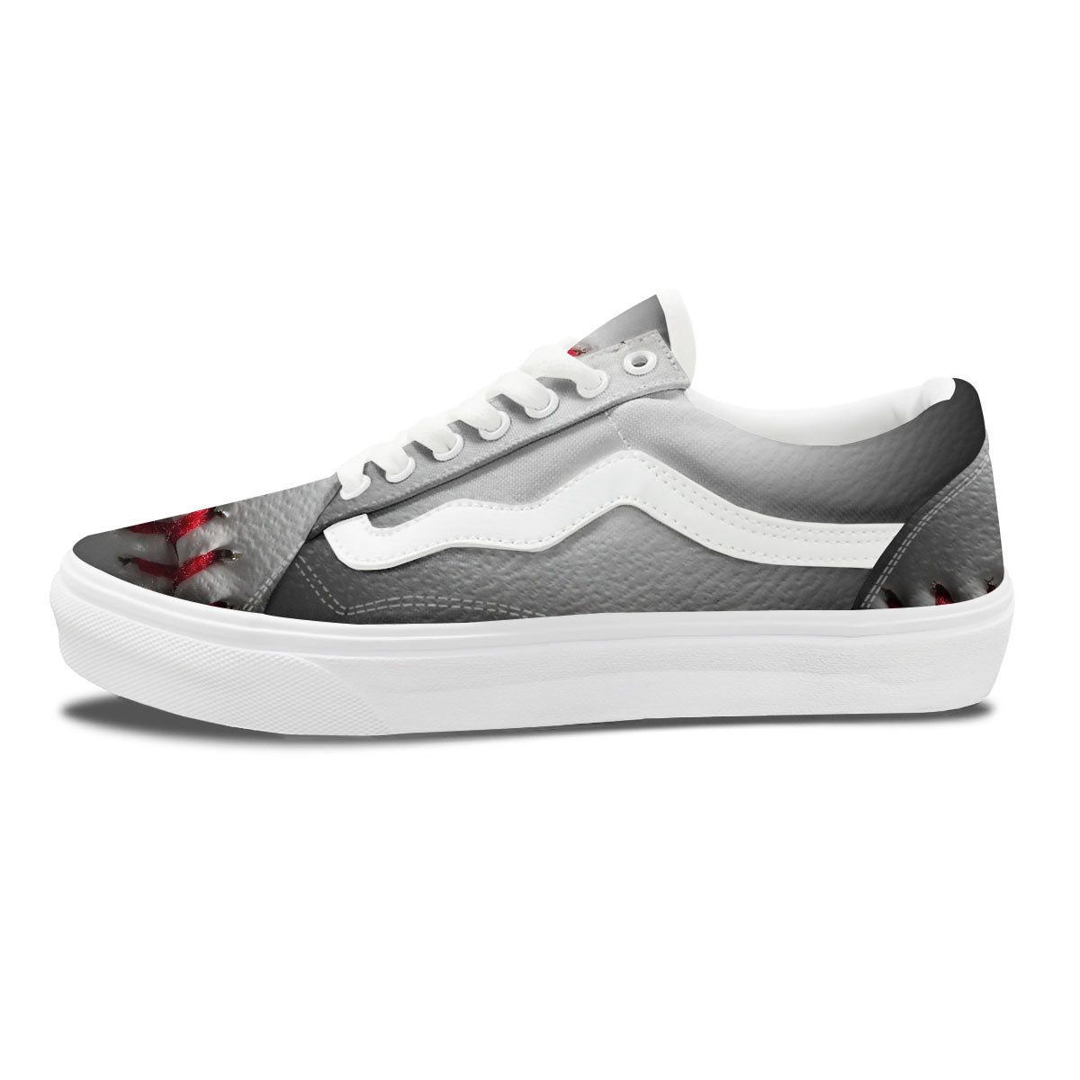 Baseballs Texture Print Skate Shoes-grizzshop