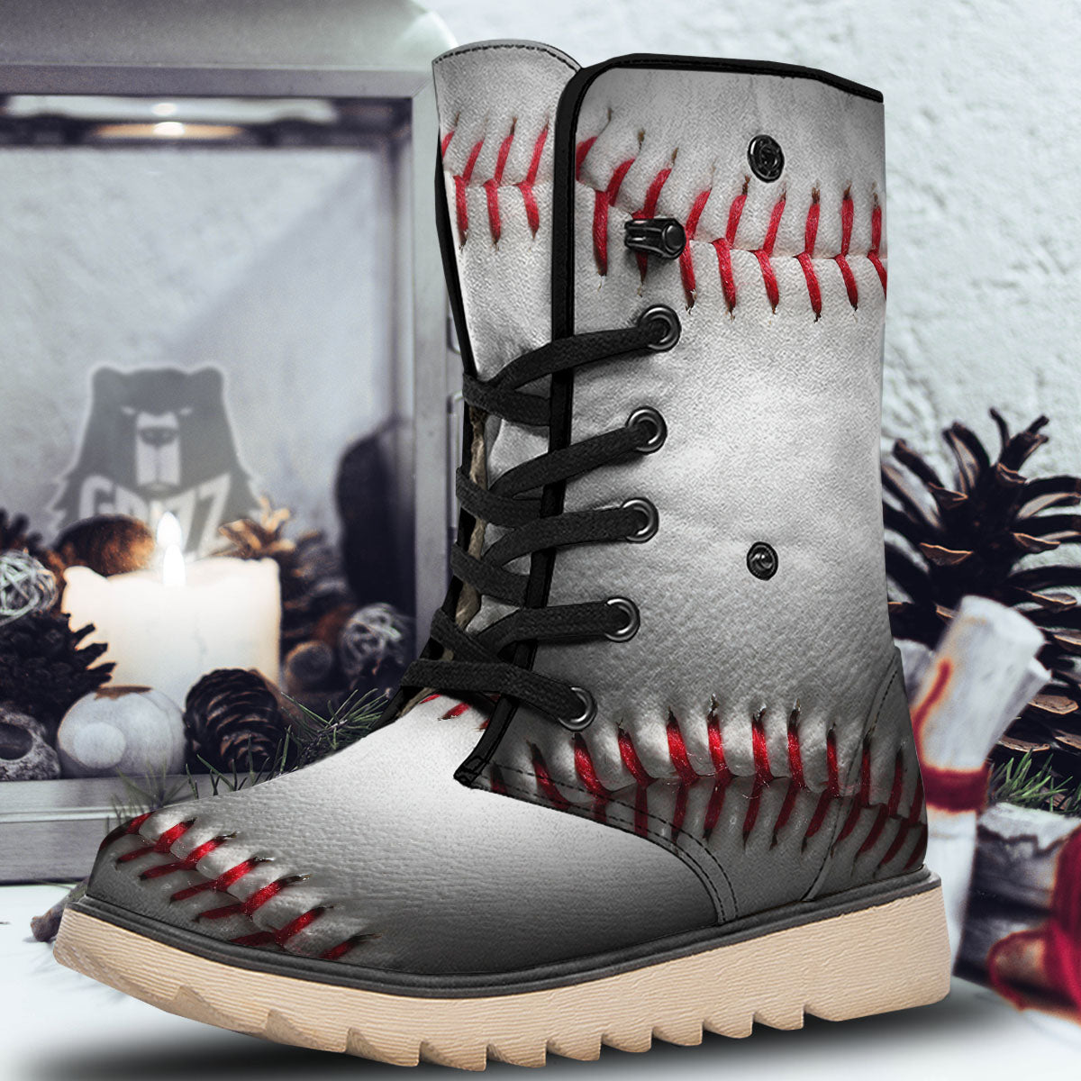 Baseballs Texture Print Snow Boots-grizzshop