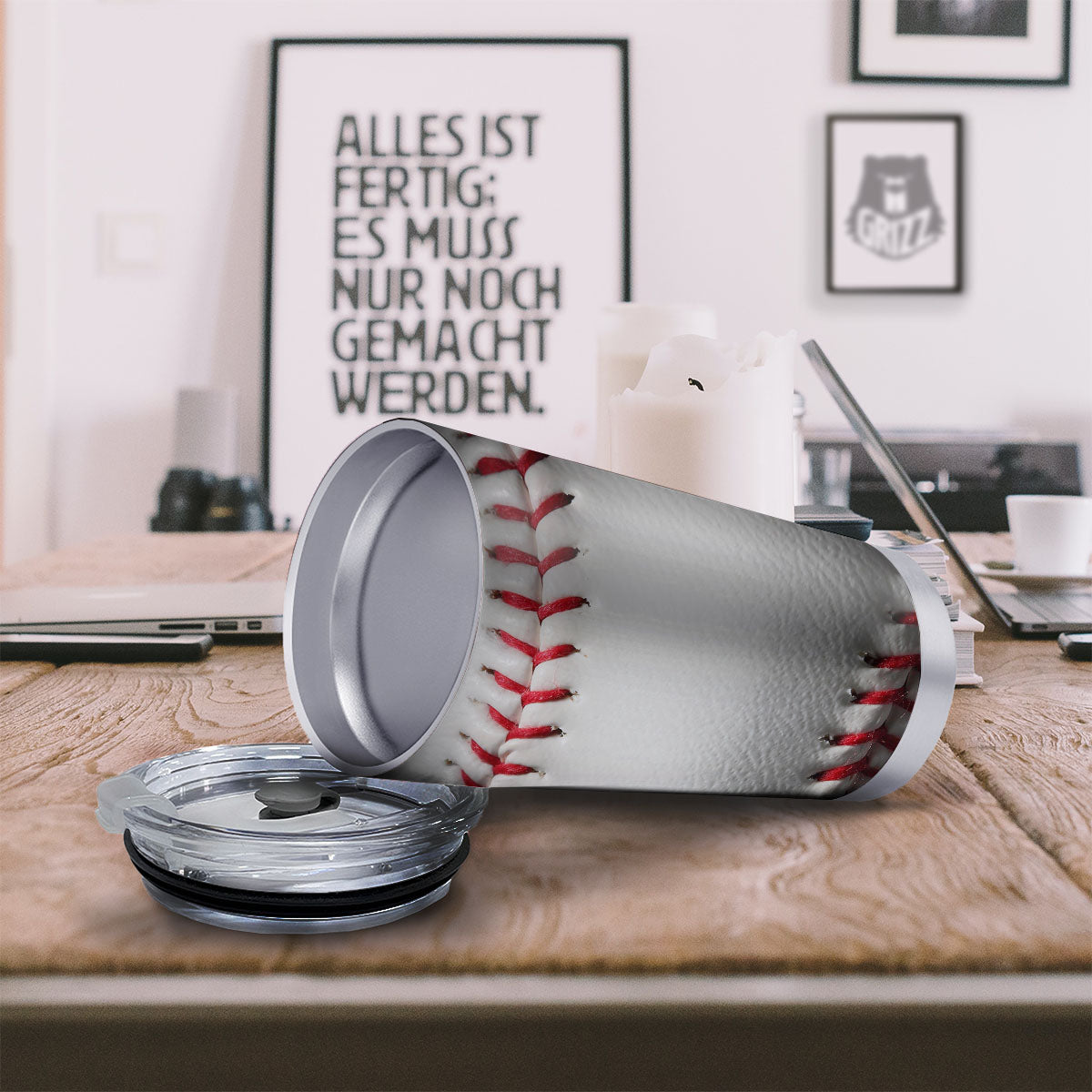 Baseballs Texture Print Tumbler-grizzshop