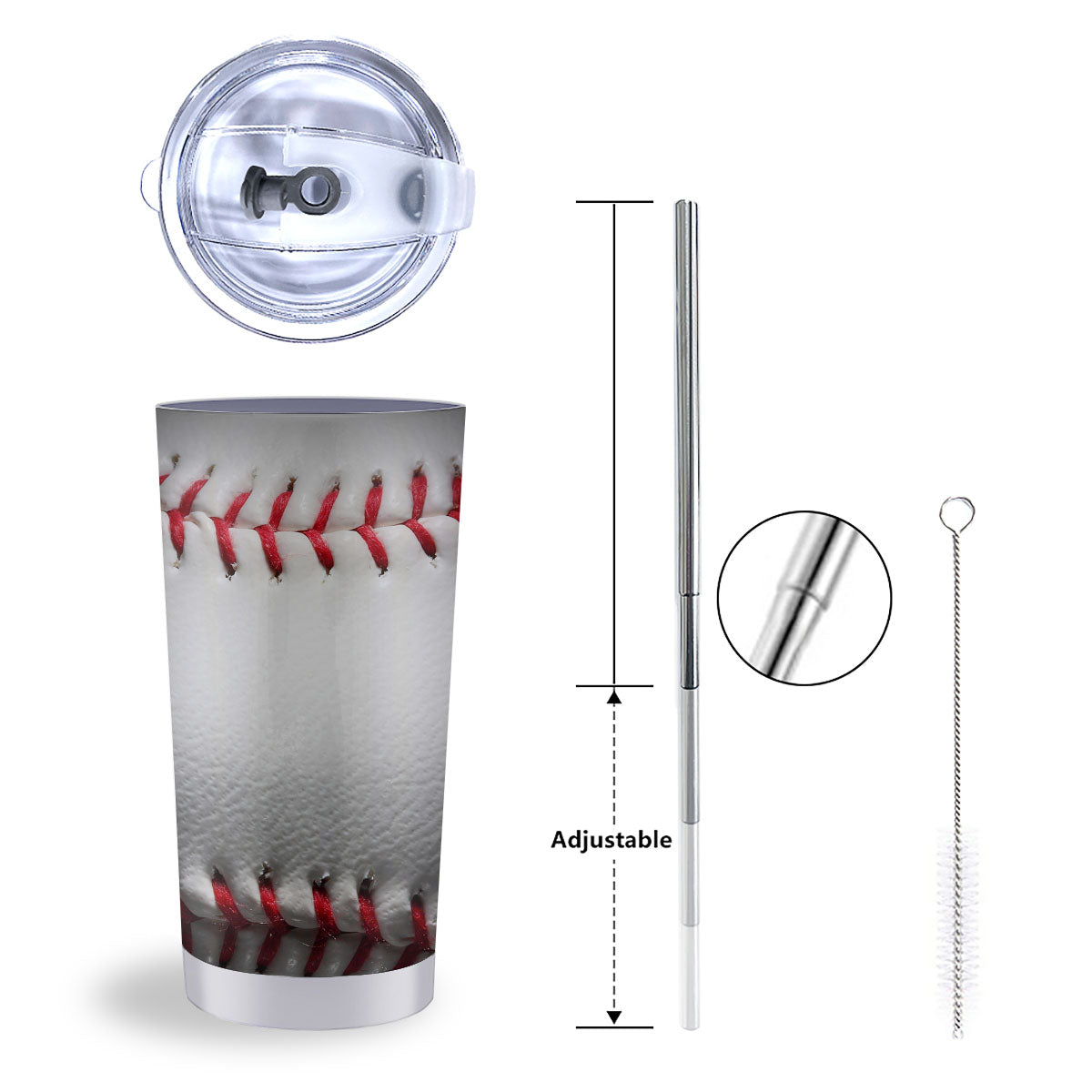 Baseballs Texture Print Tumbler-grizzshop