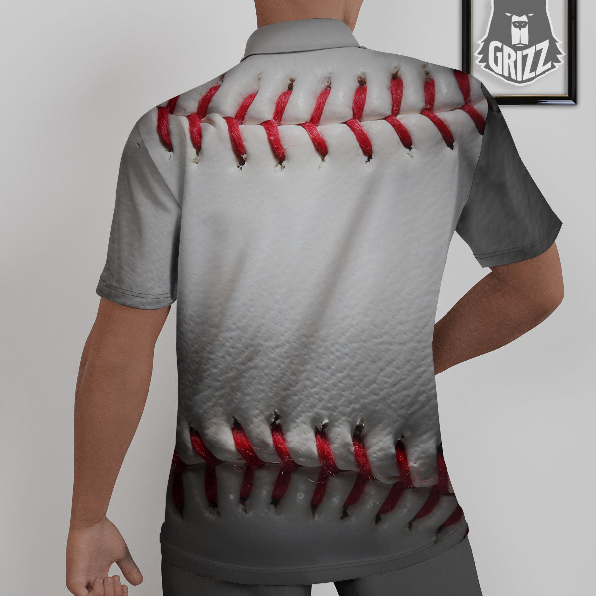 Baseballs Texture Print Untucked Shirts-grizzshop