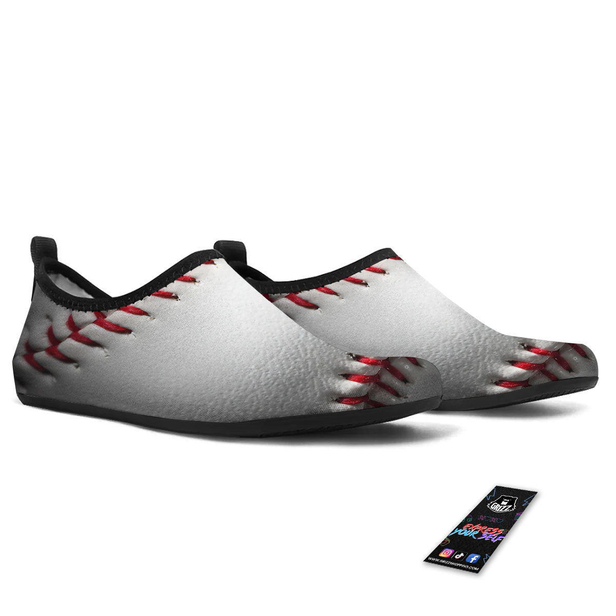 Baseballs Texture Print Water Shoes-grizzshop