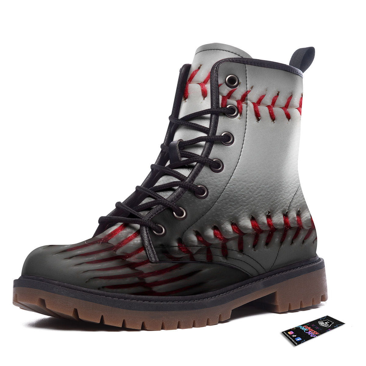 Baseballs Texture Print Work Boots-grizzshop