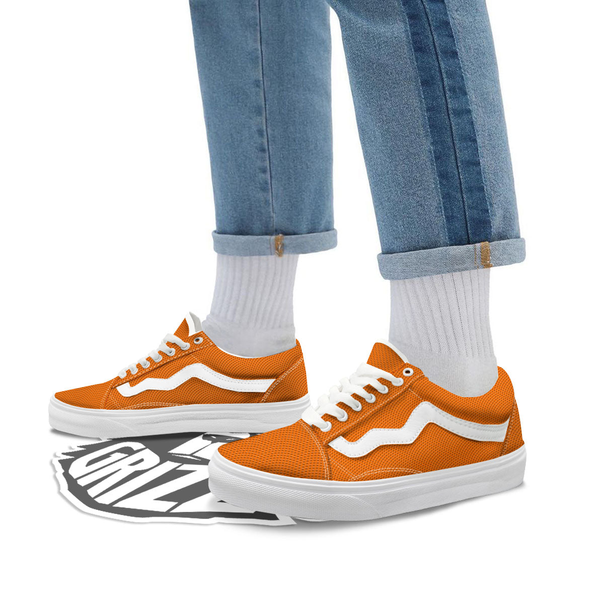 Basketball Ball Texture Print Skate Shoes-grizzshop