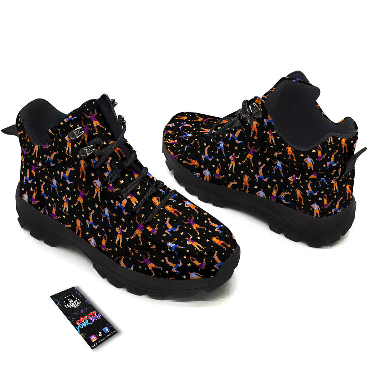 Basketball Players Funny Print Pattern Hiking Shoes-grizzshop