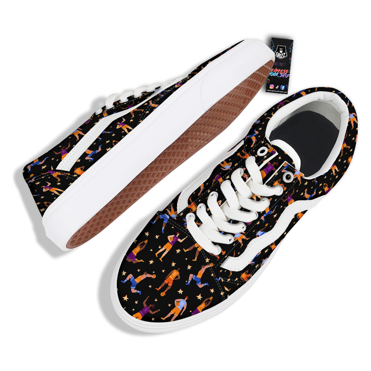 Basketball Players Funny Print Pattern Skate Shoes-grizzshop