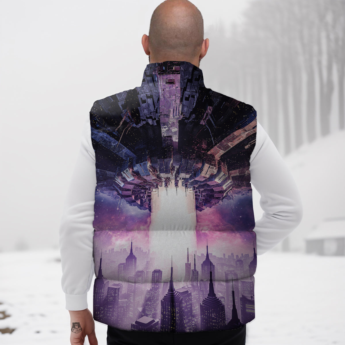 Bass Fishing Bait Pattern Print Down Vest