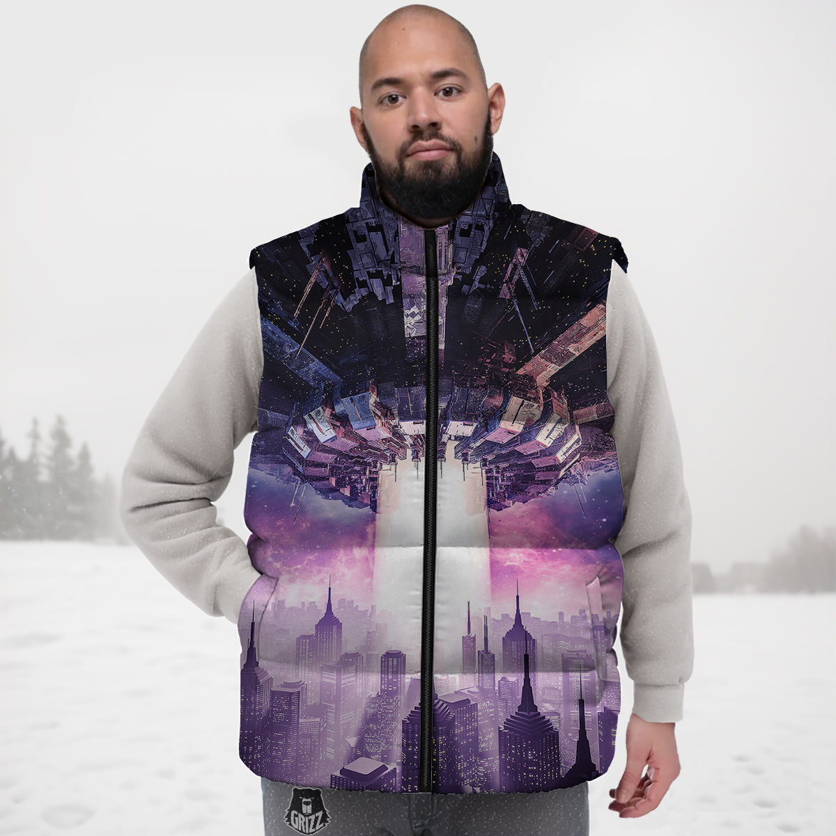 Bass Fishing Bait Pattern Print Down Vest