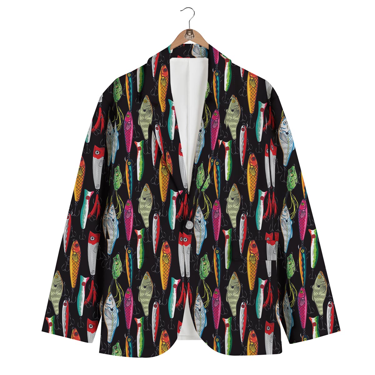 Bass Fishing Bait Print Pattern Men's Blazer-grizzshop