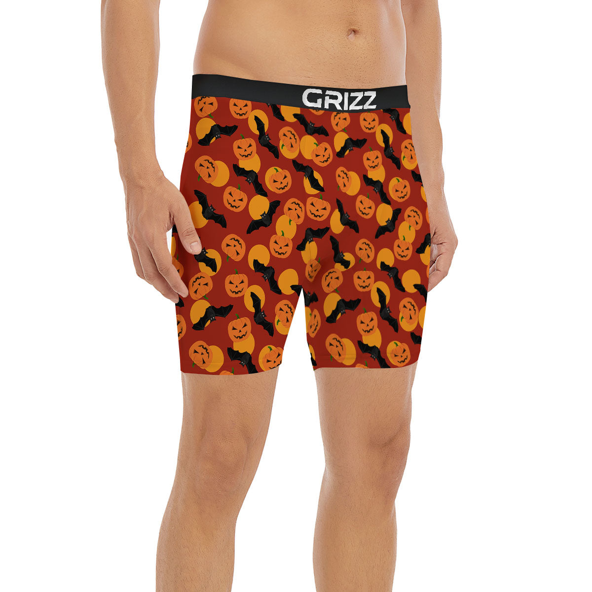 Bat And Pumpkin Halloween Print Pattern Boxer Briefs-grizzshop