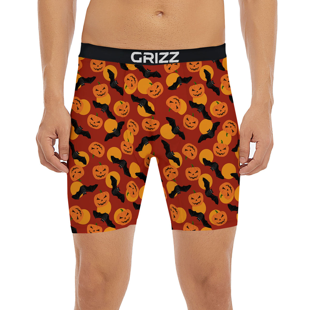 Bat And Pumpkin Halloween Print Pattern Boxer Briefs-grizzshop