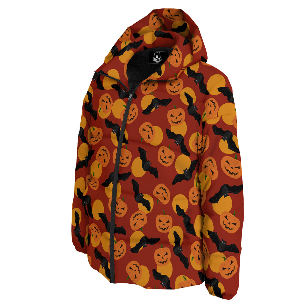 Bat And Pumpkin Halloween Print Pattern Down Jacket-grizzshop