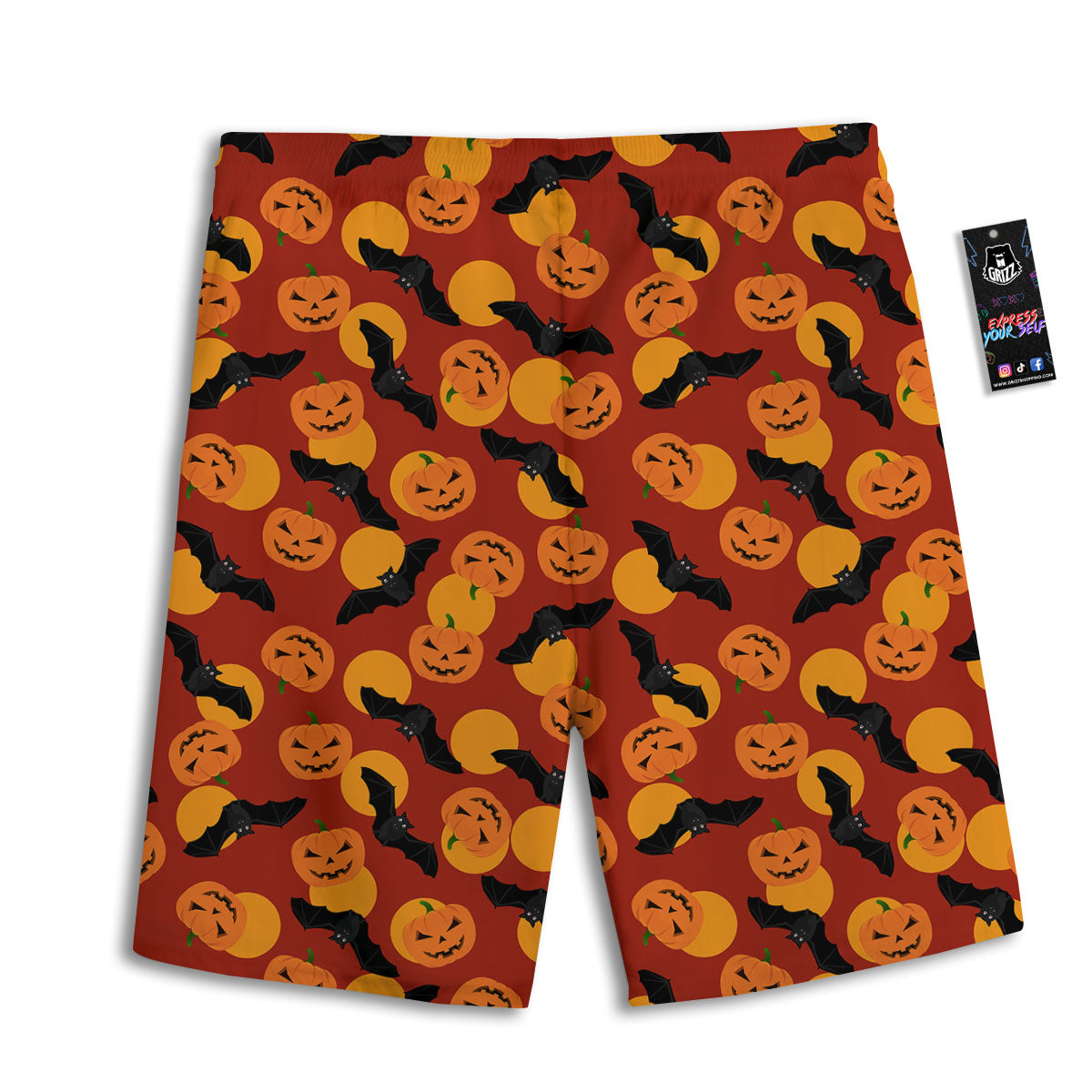 Bat And Pumpkin Halloween Print Pattern Men's Athletic Shorts