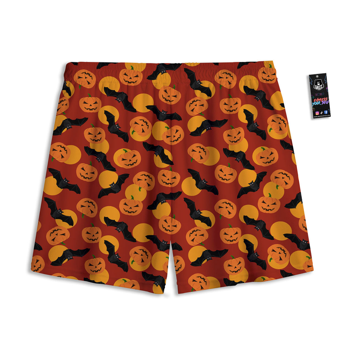 Bat And Pumpkin Halloween Print Pattern Mesh Shorts