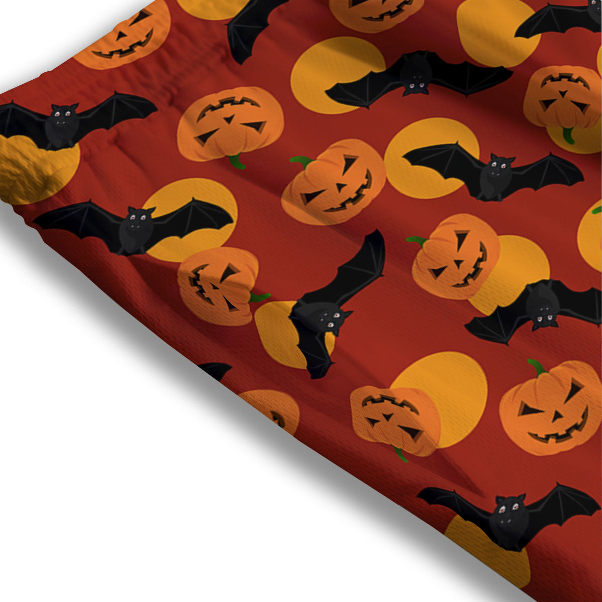 Bat And Pumpkin Halloween Print Pattern Mesh Shorts