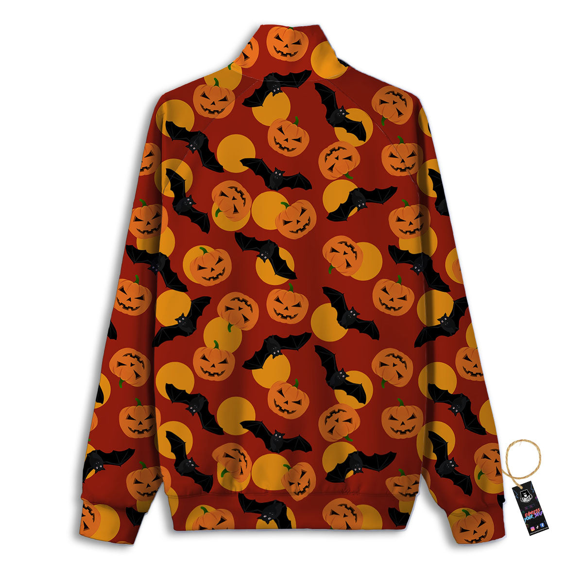 Bat And Pumpkin Halloween Print Pattern Track Jacket-grizzshop