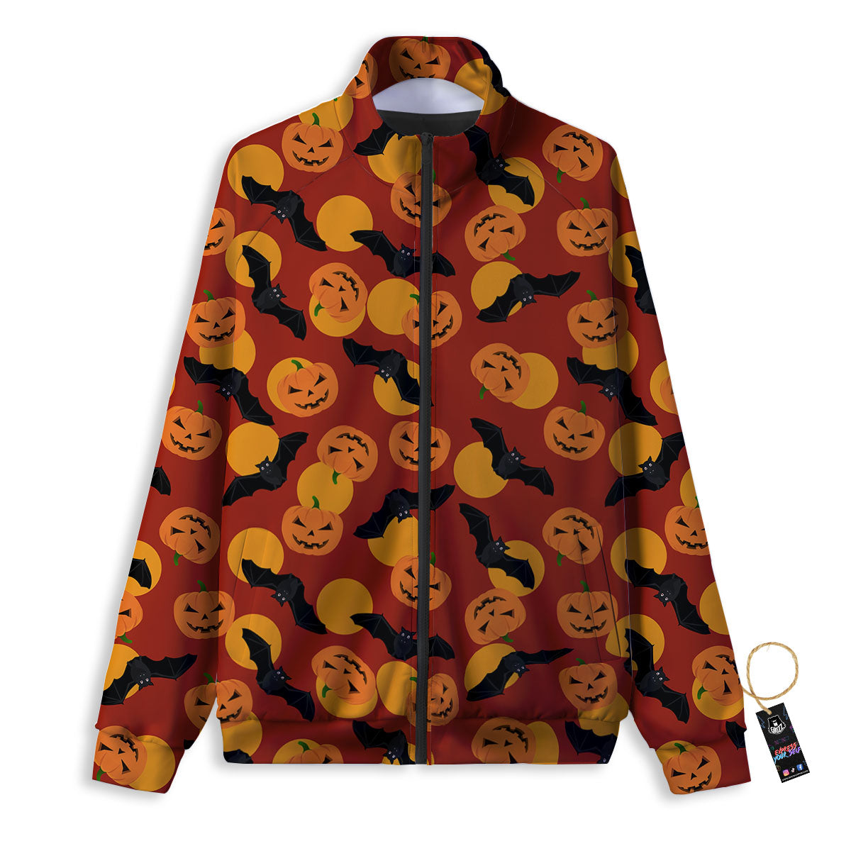 Bat And Pumpkin Halloween Print Pattern Track Jacket-grizzshop