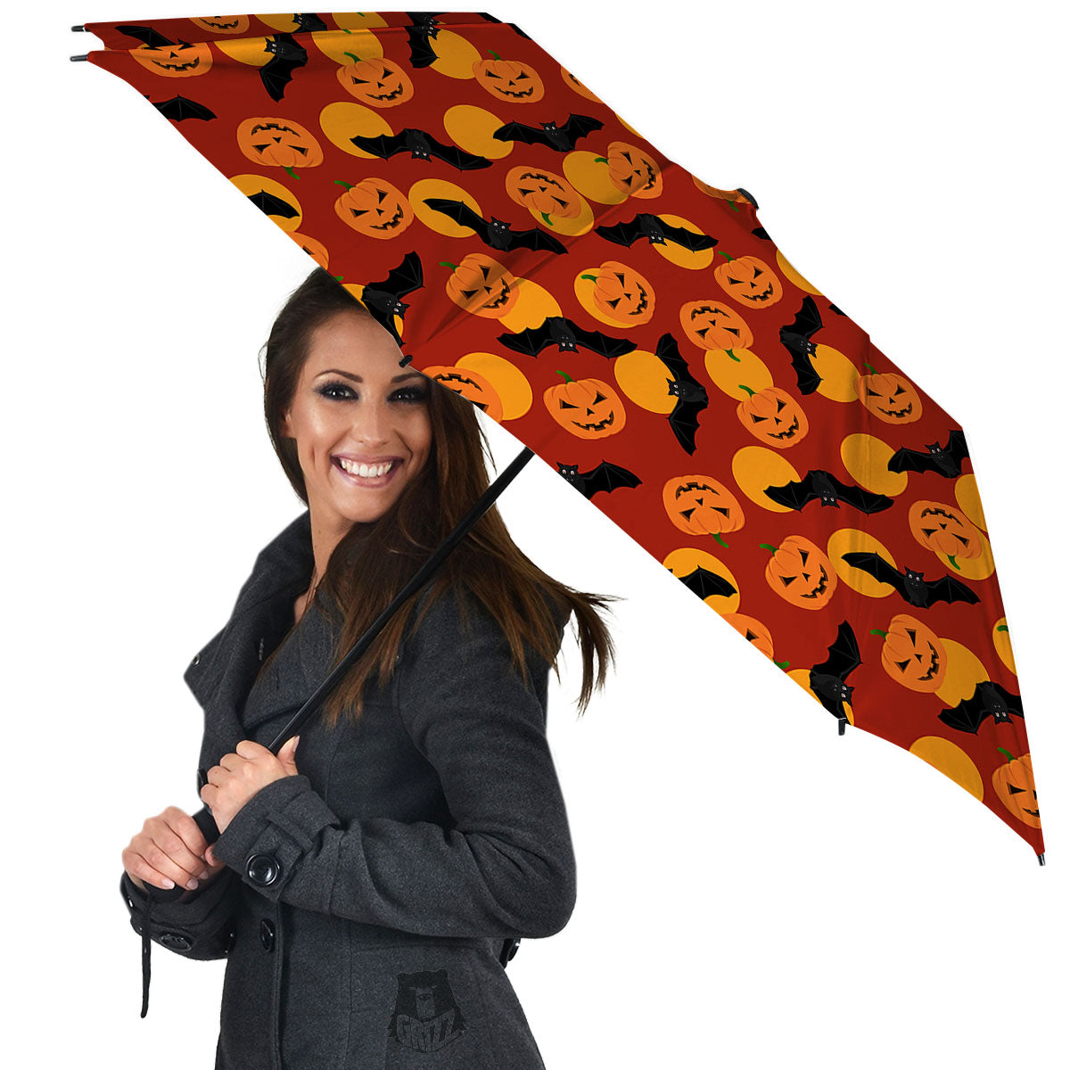 Bat And Pumpkin Halloween Print Pattern Umbrella-grizzshop