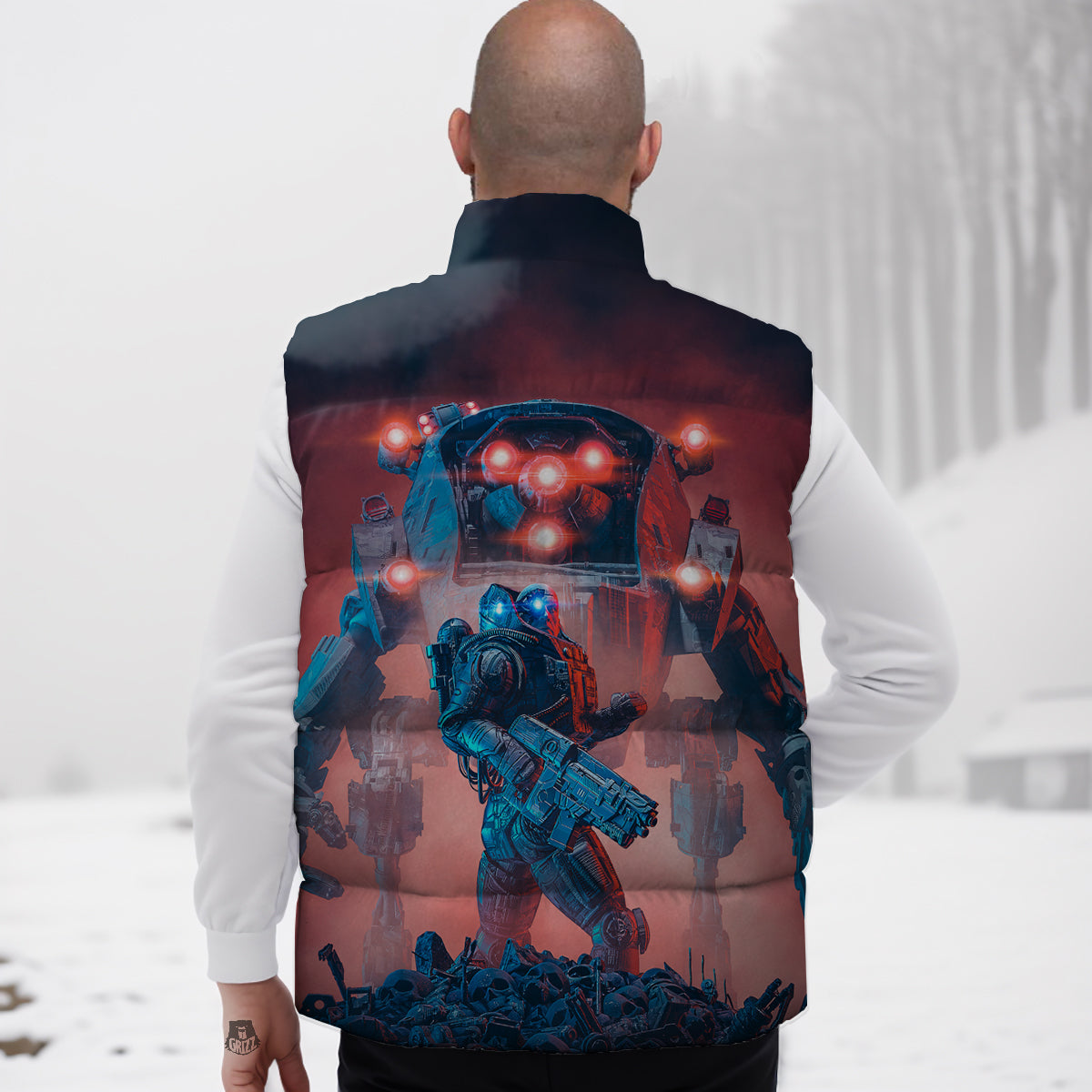 Bat Halloween Pattern Print Down Vest