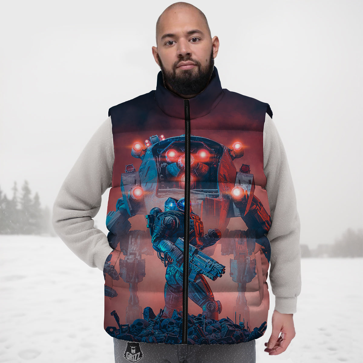 Bat Halloween Pattern Print Down Vest
