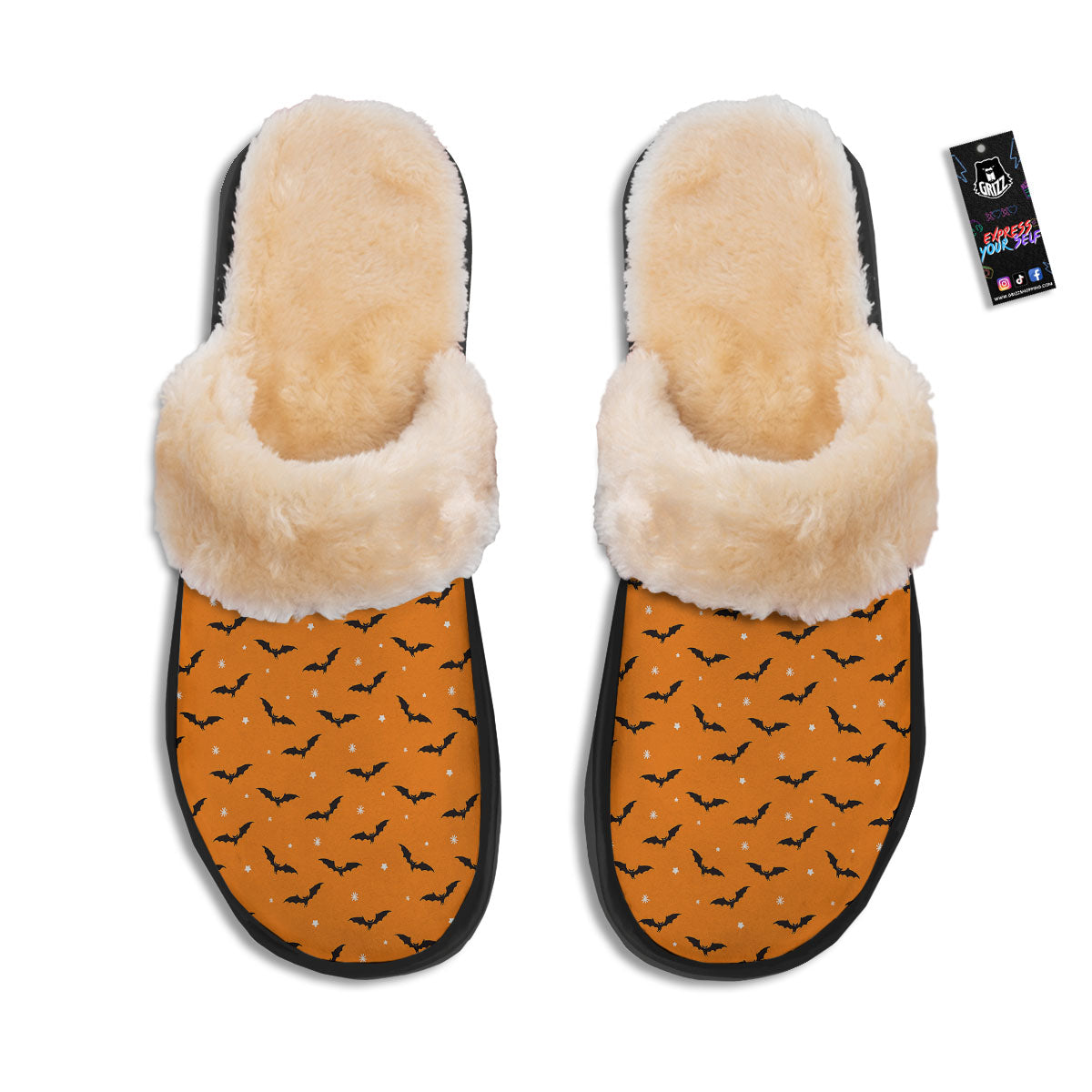 Bat Halloween Print Pattern Slippers-grizzshop
