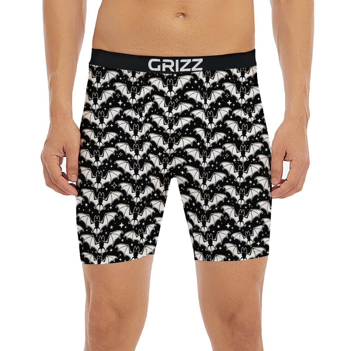 Bat Halloween White And Black Print Pattern Boxer Briefs-grizzshop