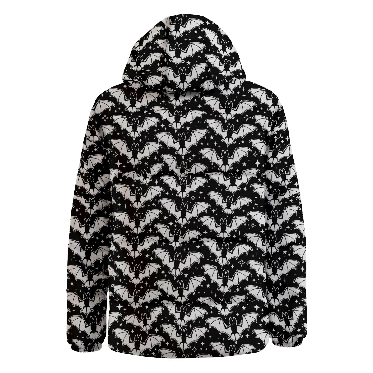 Bat Halloween White And Black Print Pattern Down Jacket-grizzshop