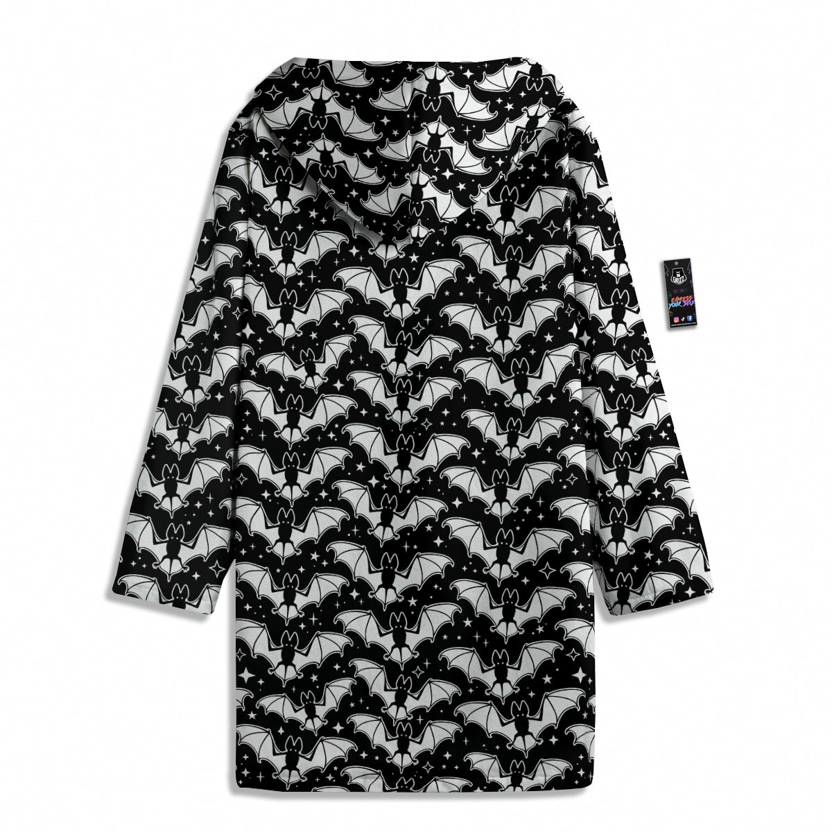 Bat Halloween White And Black Print Pattern Men's Windbreaker Jacket-grizzshop