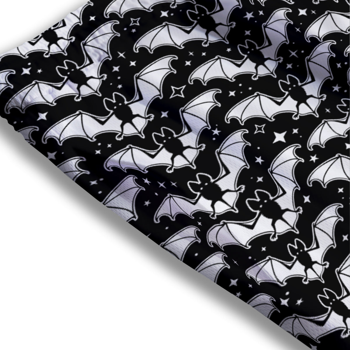 Bat Halloween White And Black Print Pattern Mesh Shorts