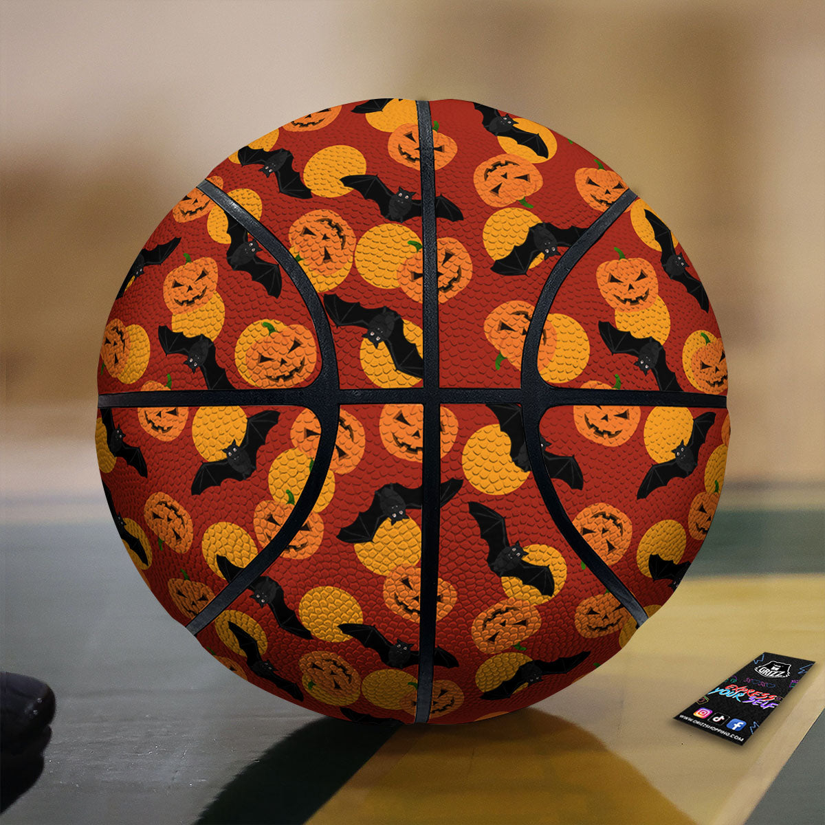 Bat And Pumpkin Halloween Print Pattern Basketball