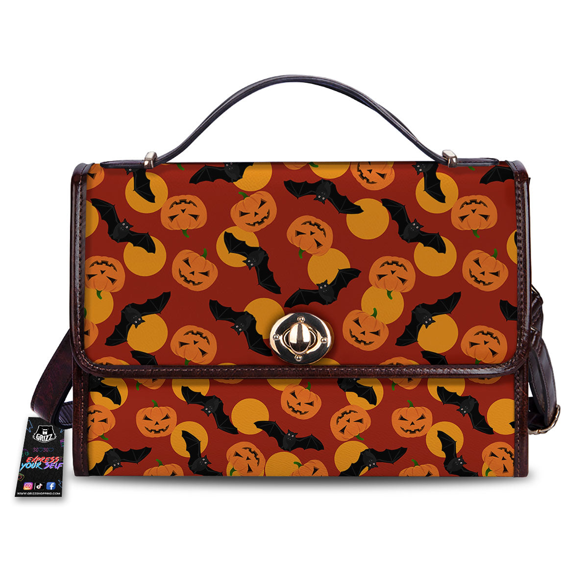 Bat And Pumpkin Halloween Print Pattern Women's Satchel Bag