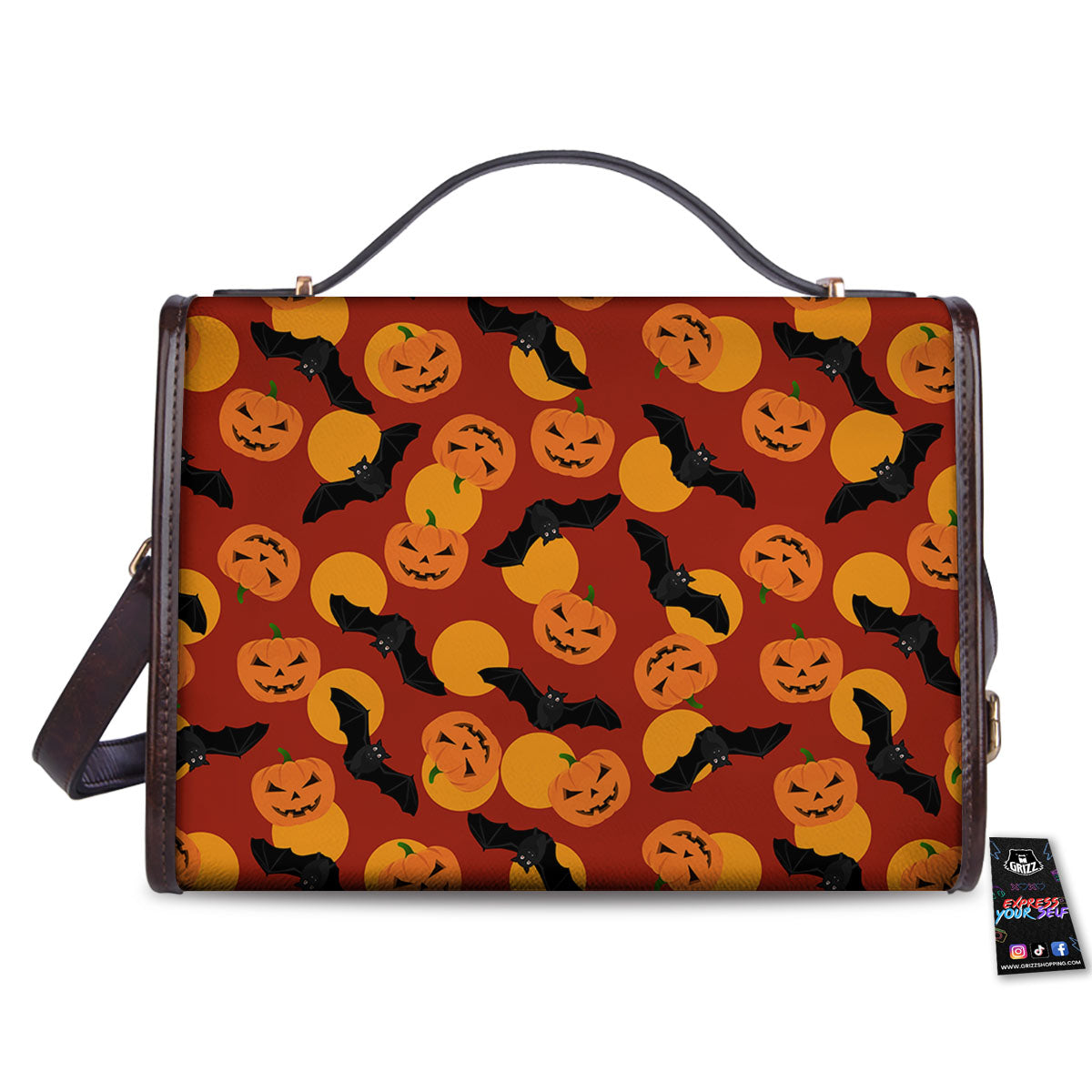 Bat And Pumpkin Halloween Print Pattern Women's Satchel Bag
