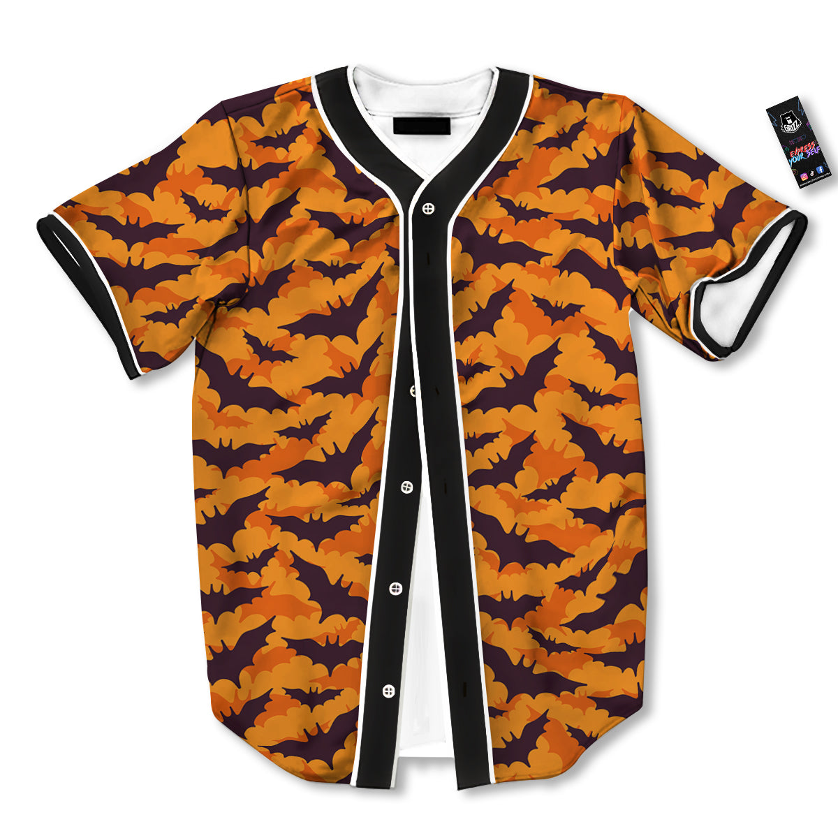 Bats Black And Orange Print Pattern Baseball Jersey-grizzshop