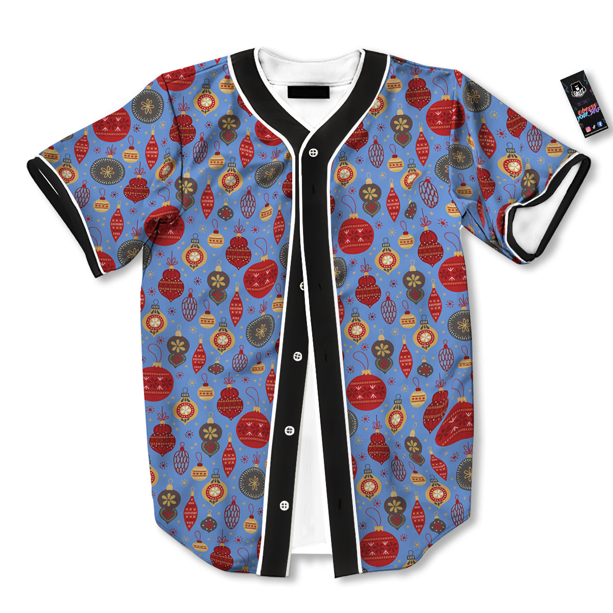 Baubles Christmas Print Pattern Baseball Jersey-grizzshop