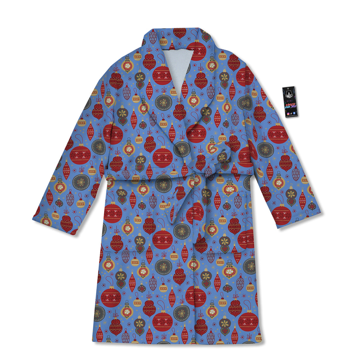 Baubles Christmas Print Pattern Bathrobe-grizzshop