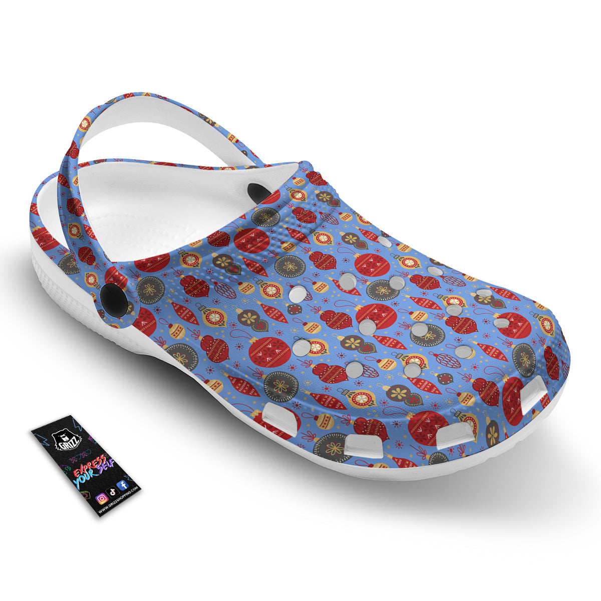 Baubles Christmas Print Pattern Clog-grizzshop