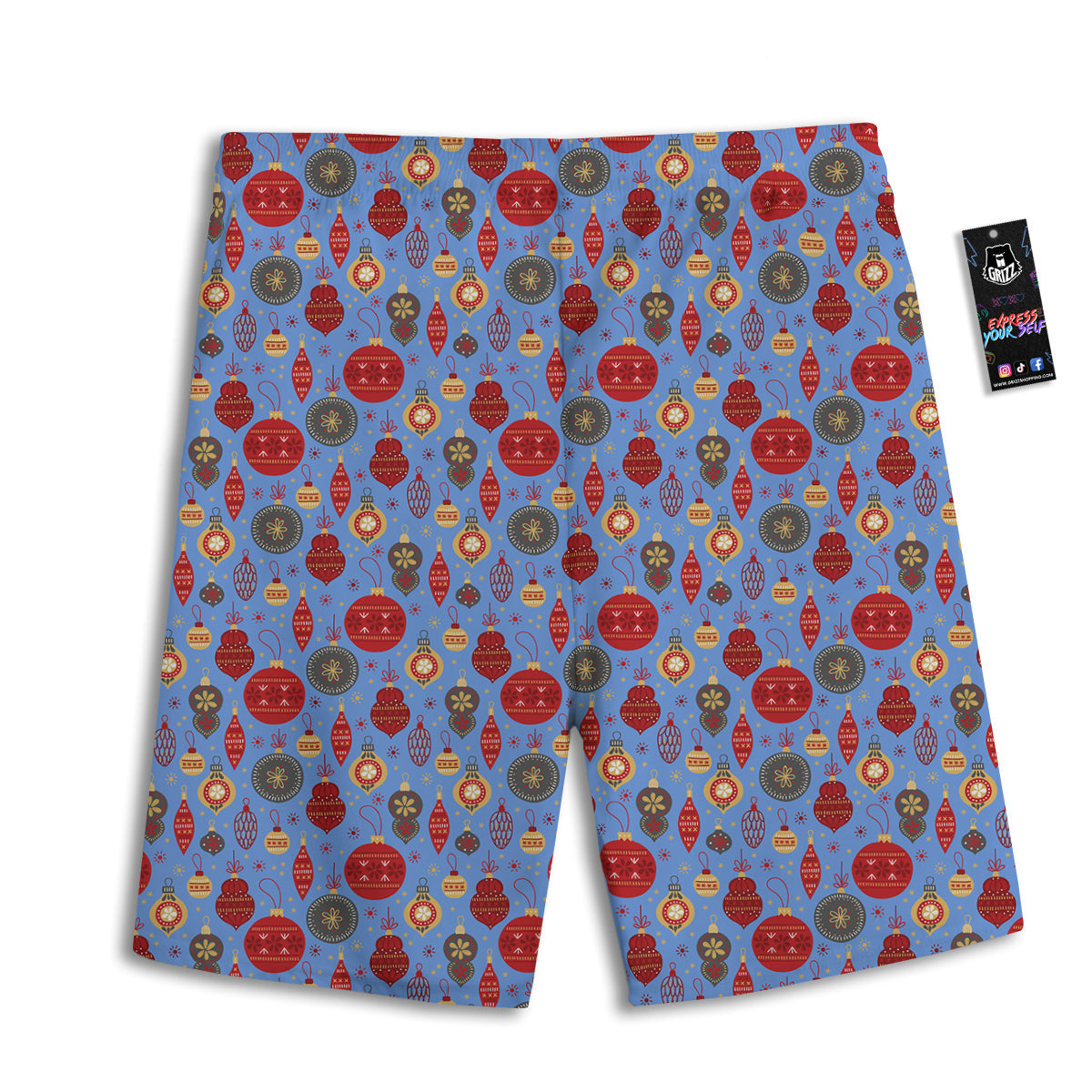 Baubles Christmas Print Pattern Men's Athletic Shorts