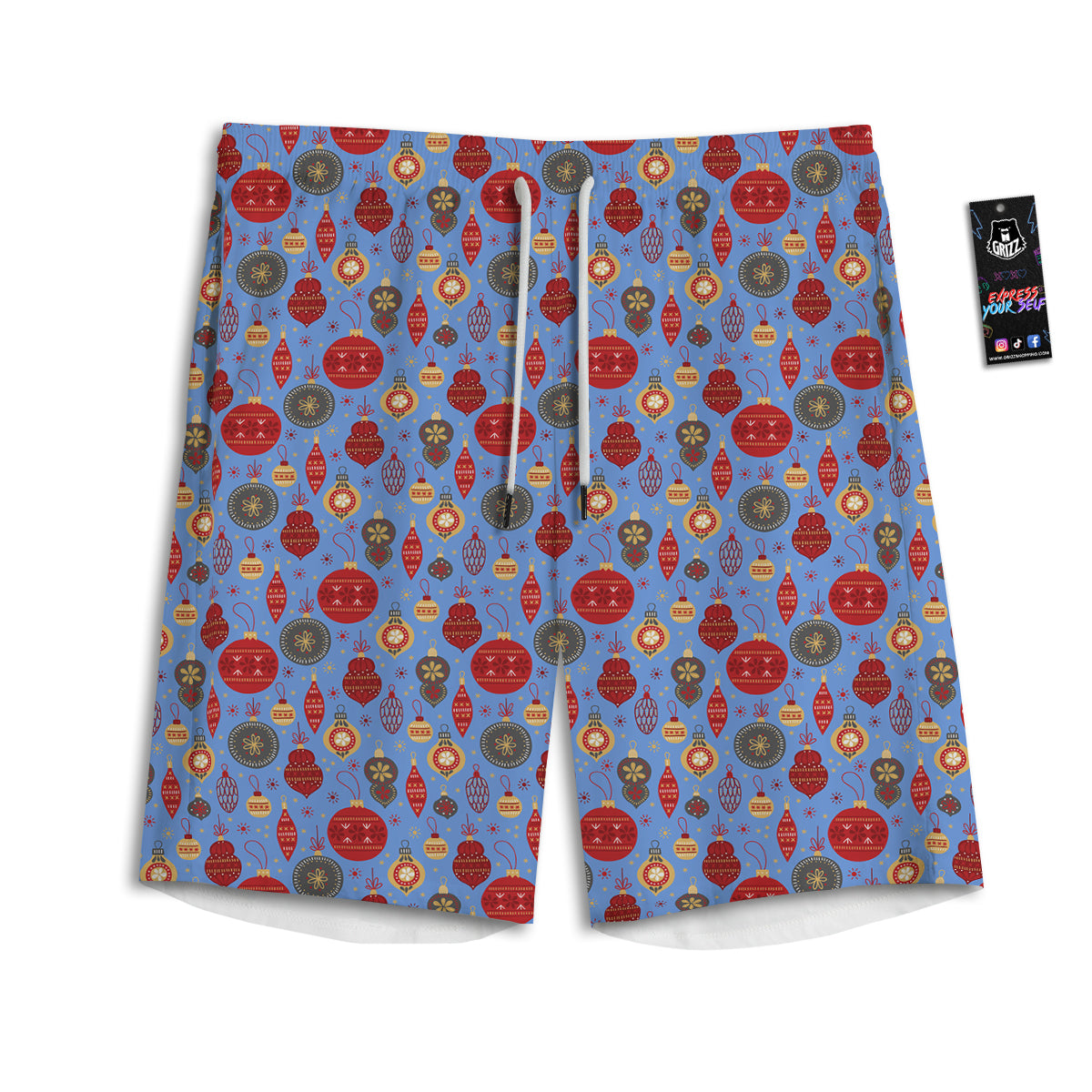Baubles Christmas Print Pattern Men's Athletic Shorts
