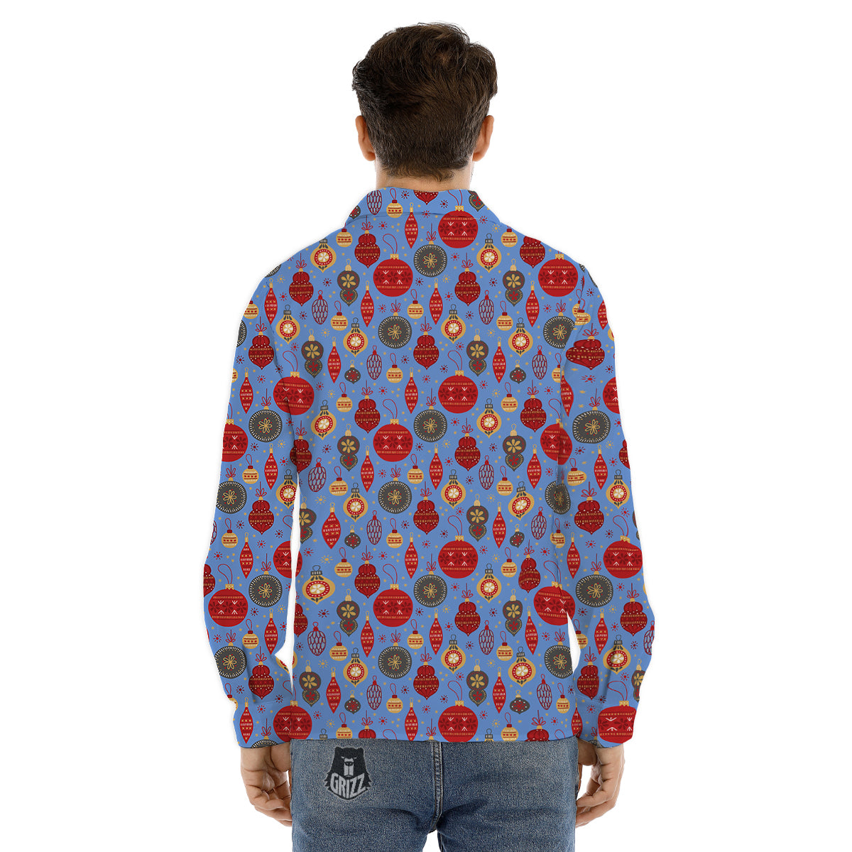 Baubles Christmas Print Pattern Men's Dress Shirts-grizzshop
